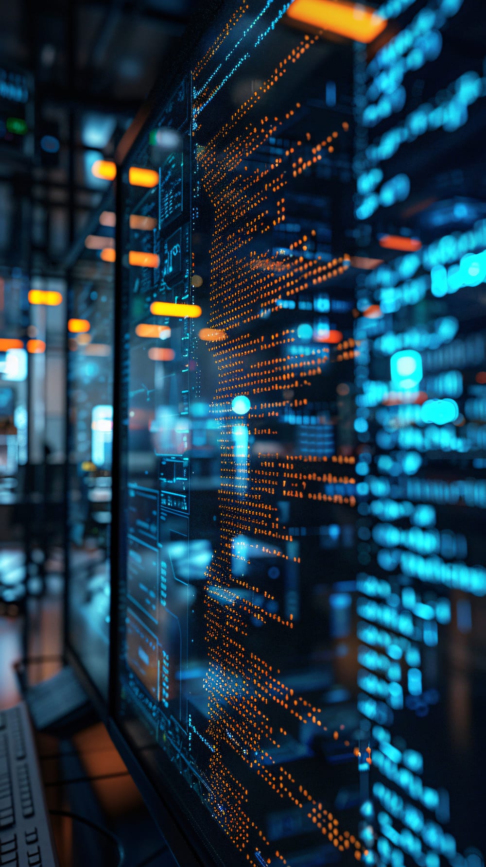 Painel digital com dados e infraestrutura em nuvem